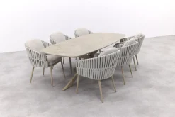 Taste Eva/Prado Deens ovale 6-persoons tuinset 240x105 cm. - Latte