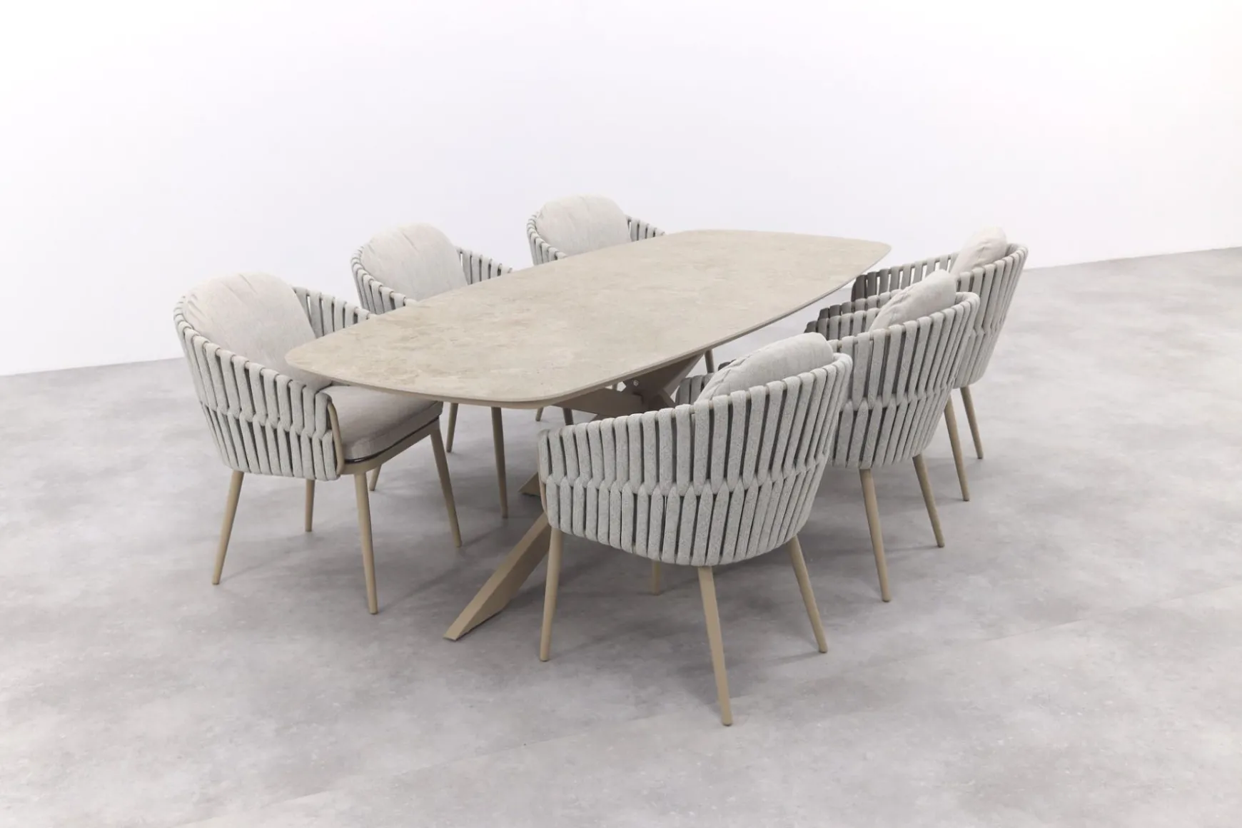 Taste Eva/Prado Deens ovale 6-persoons tuinset 240x105 cm. - Latte