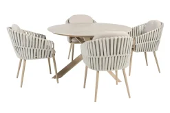 Taste Eva/Prado 4-persoons ronde dining tuinset Ø130 cm. - Latte