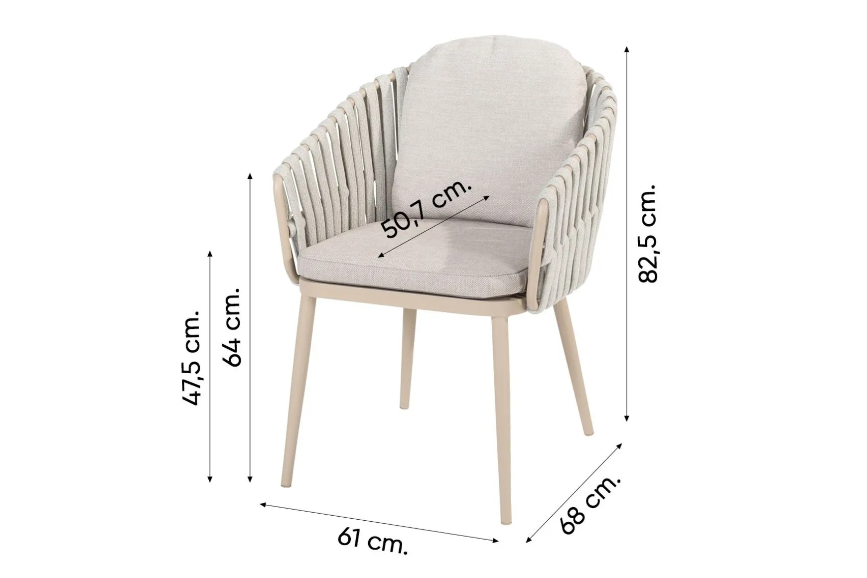 Taste Eva/Prado 4-persoons ronde dining tuinset Ø130 cm. - Latte