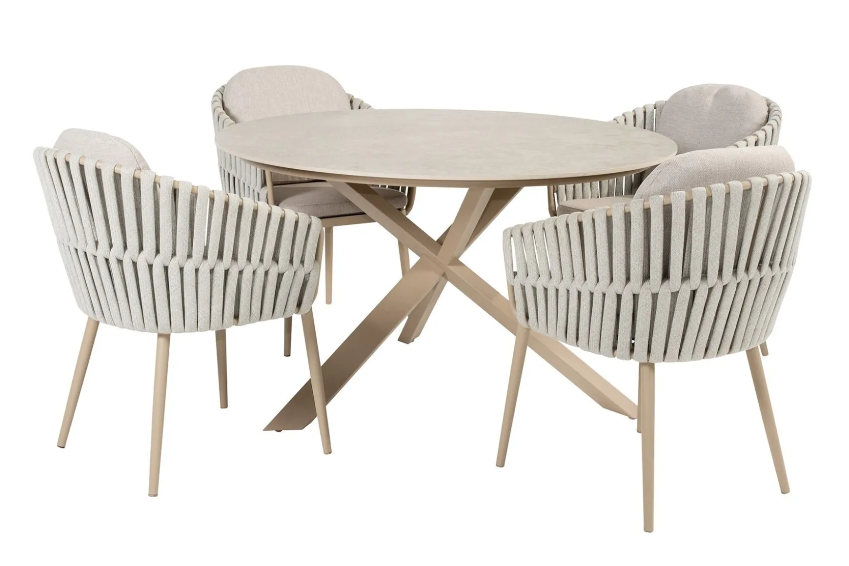 Taste Eva/Prado 4-persoons ronde dining tuinset Ø130 cm. - Latte