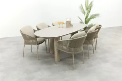 Taste Florence/Denia 6-persoons organische tuinset 240x105 cm. - Latte