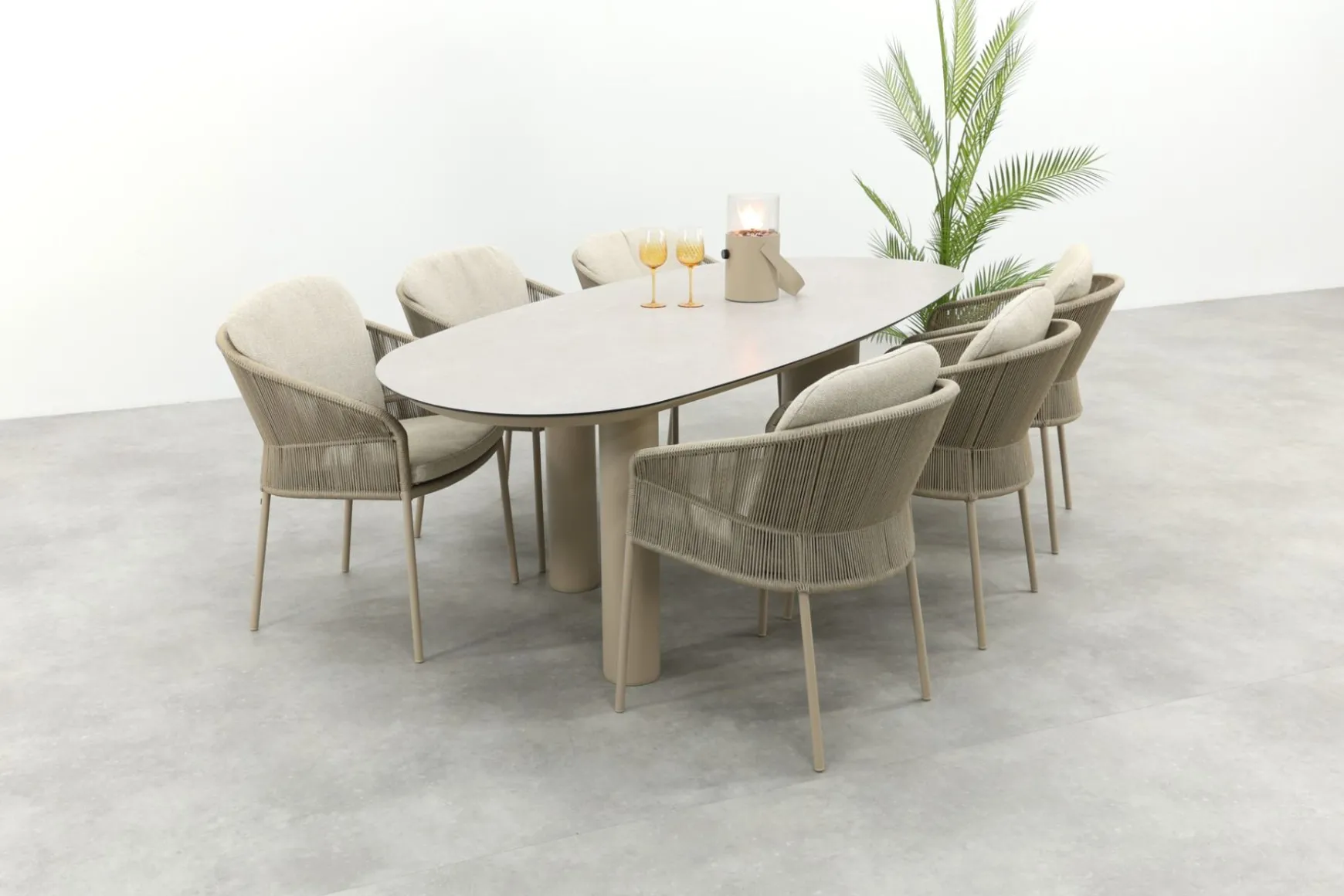 Taste Florence/Denia 6-persoons organische tuinset 240x105 cm. - Latte