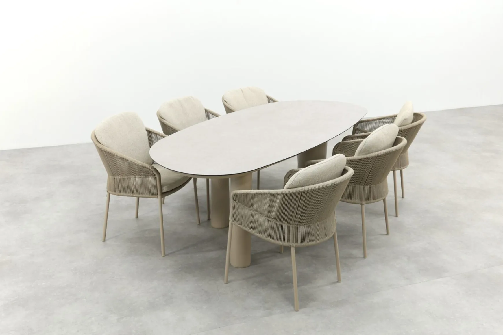 Taste Florence/Denia 6-persoons organische tuinset 240x105 cm. - Latte