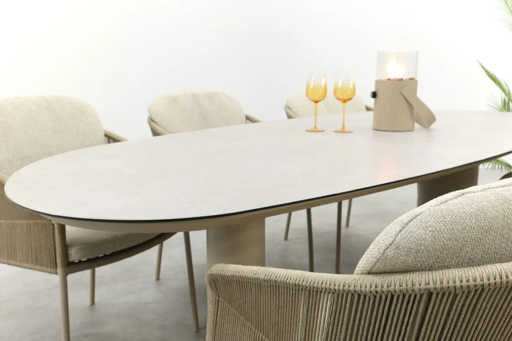 Taste Florence/Denia 6-persoons organische tuinset 240x105 cm. - Latte