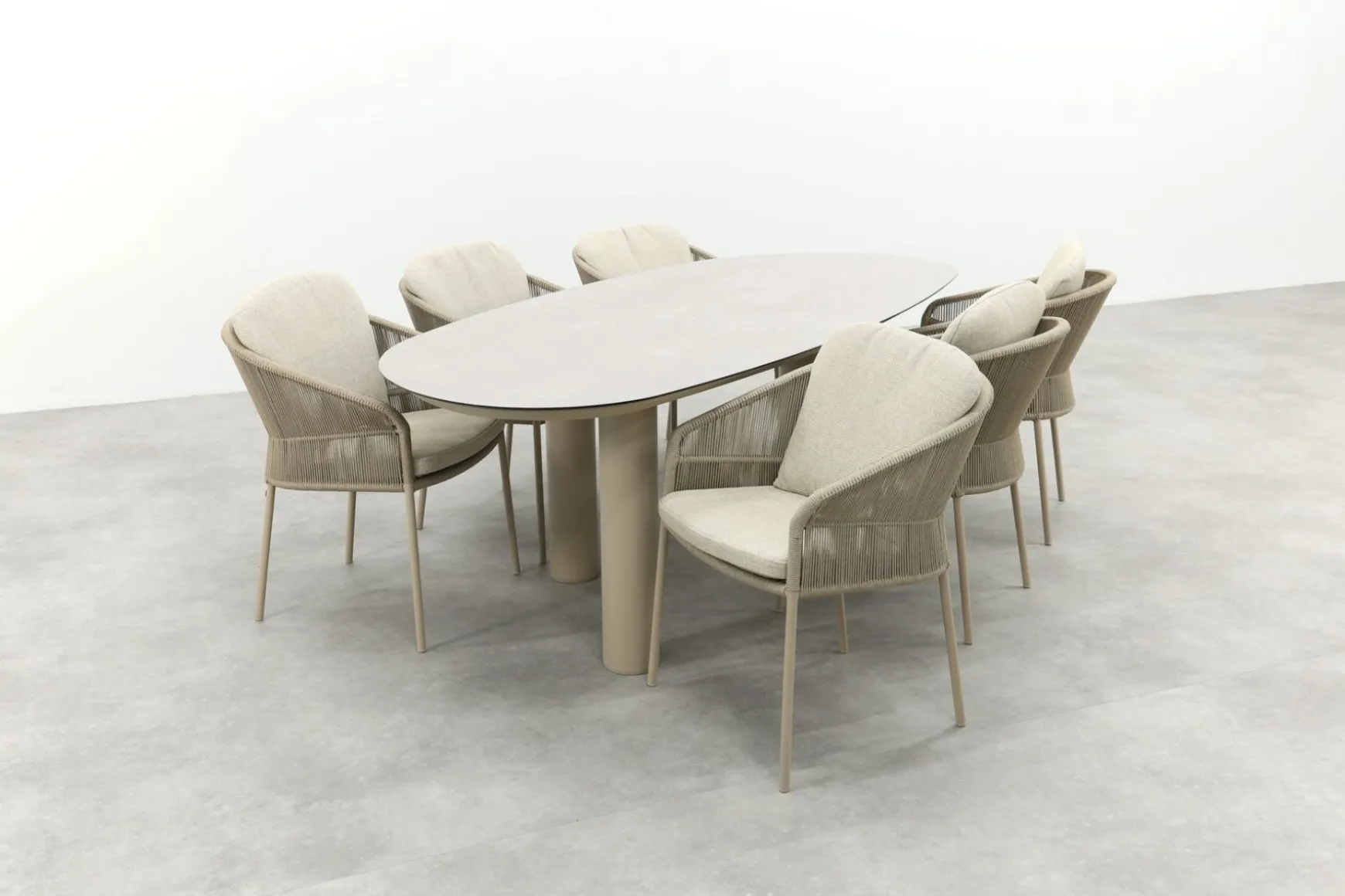 Taste Florence/Denia 6-persoons organische tuinset 240x105 cm. - Latte