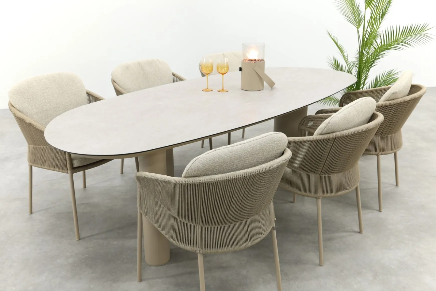 Taste Florence/Denia 6-persoons organische tuinset 240x105 cm. - Latte