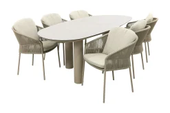 Taste Florence/Denia 6-persoons organische tuinset 240x105 cm. - Latte