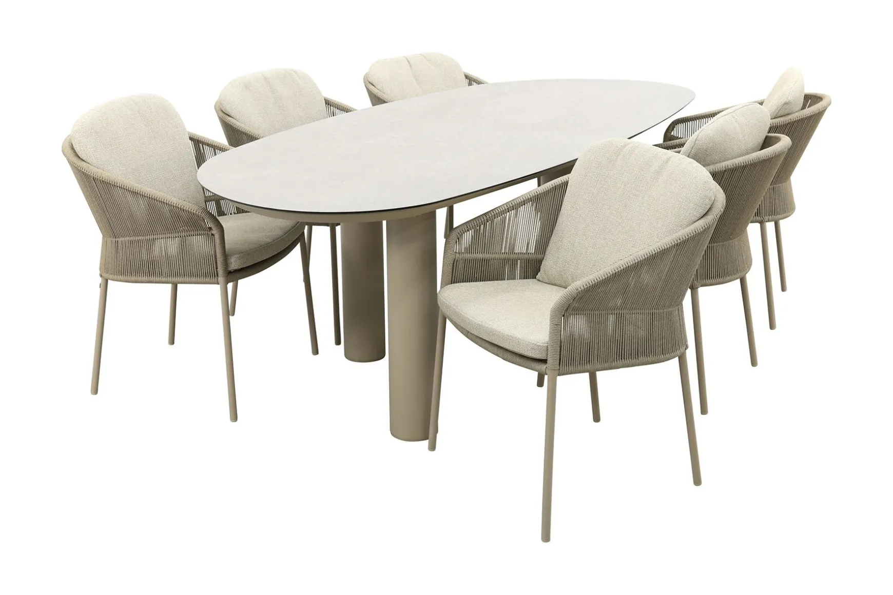 Taste Florence/Denia 6-persoons organische tuinset 240x105 cm. - Latte