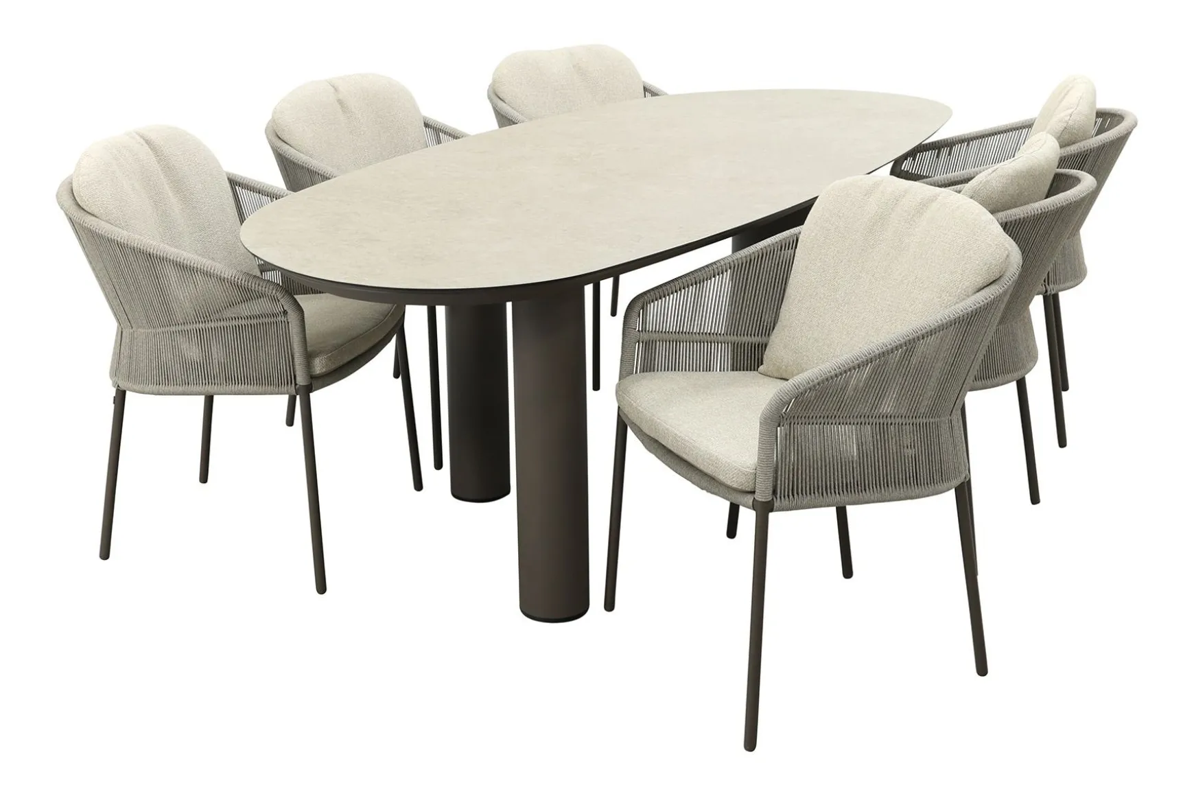 Taste Florence/Denia 6-persoons organische tuinset 240x105 cm. - Terre