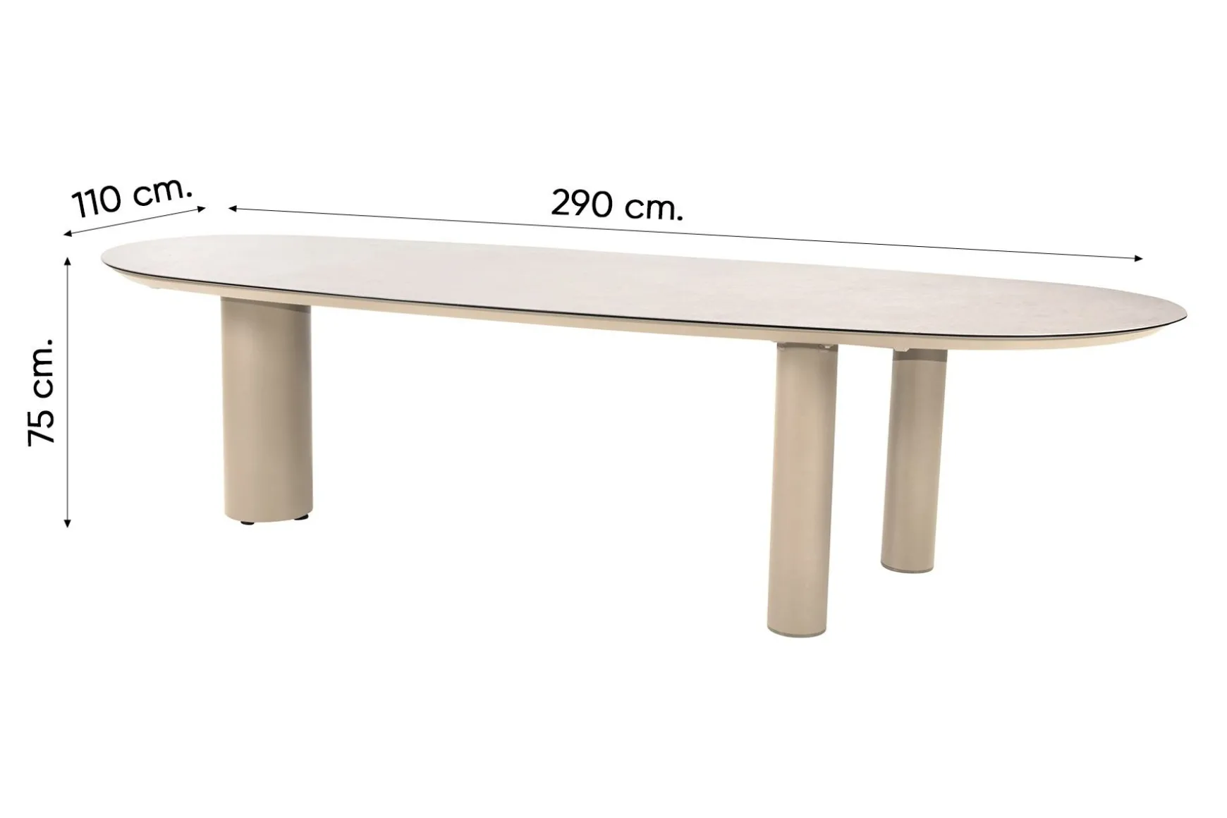 Taste Florence/Denia 8-persoons organische tuinset 290x110 cm. - Latte