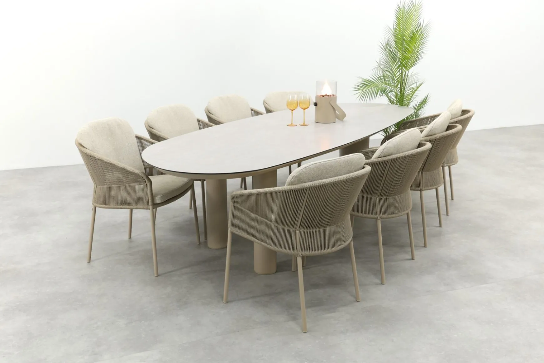 Taste Florence/Denia 8-persoons organische tuinset 290x110 cm. - Latte