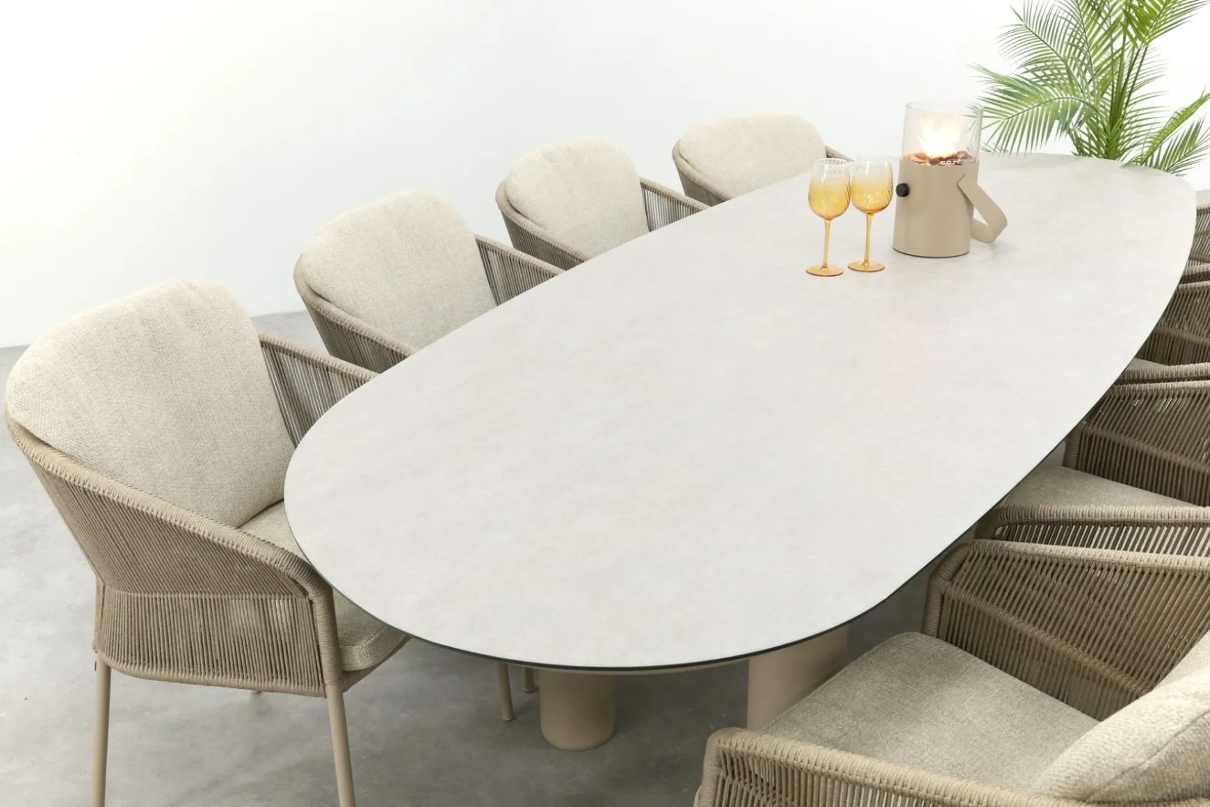 Taste Florence/Denia 8-persoons organische tuinset 290x110 cm. - Latte