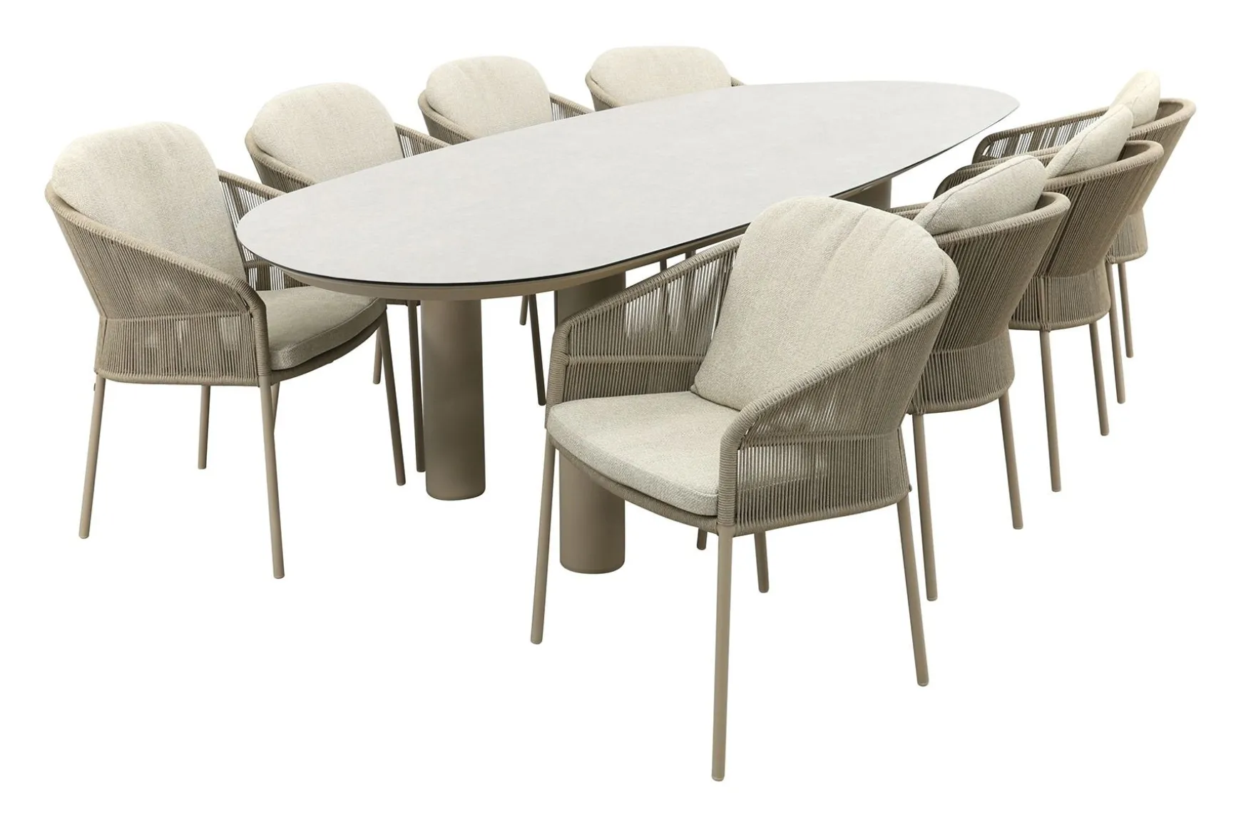 Taste Florence/Denia 8-persoons organische tuinset 290x110 cm. - Latte