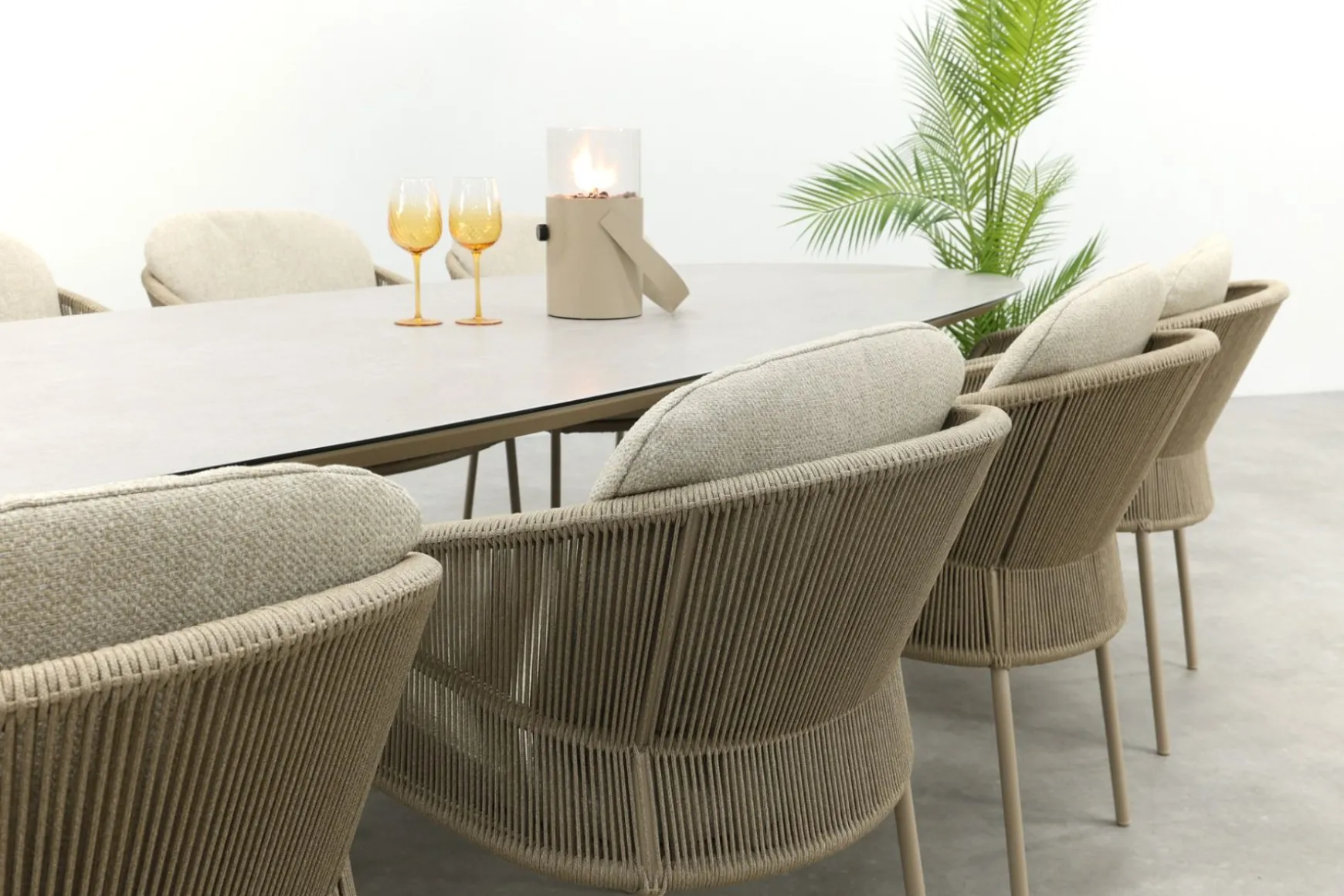 Taste Florence/Denia 8-persoons organische tuinset 290x110 cm. - Latte