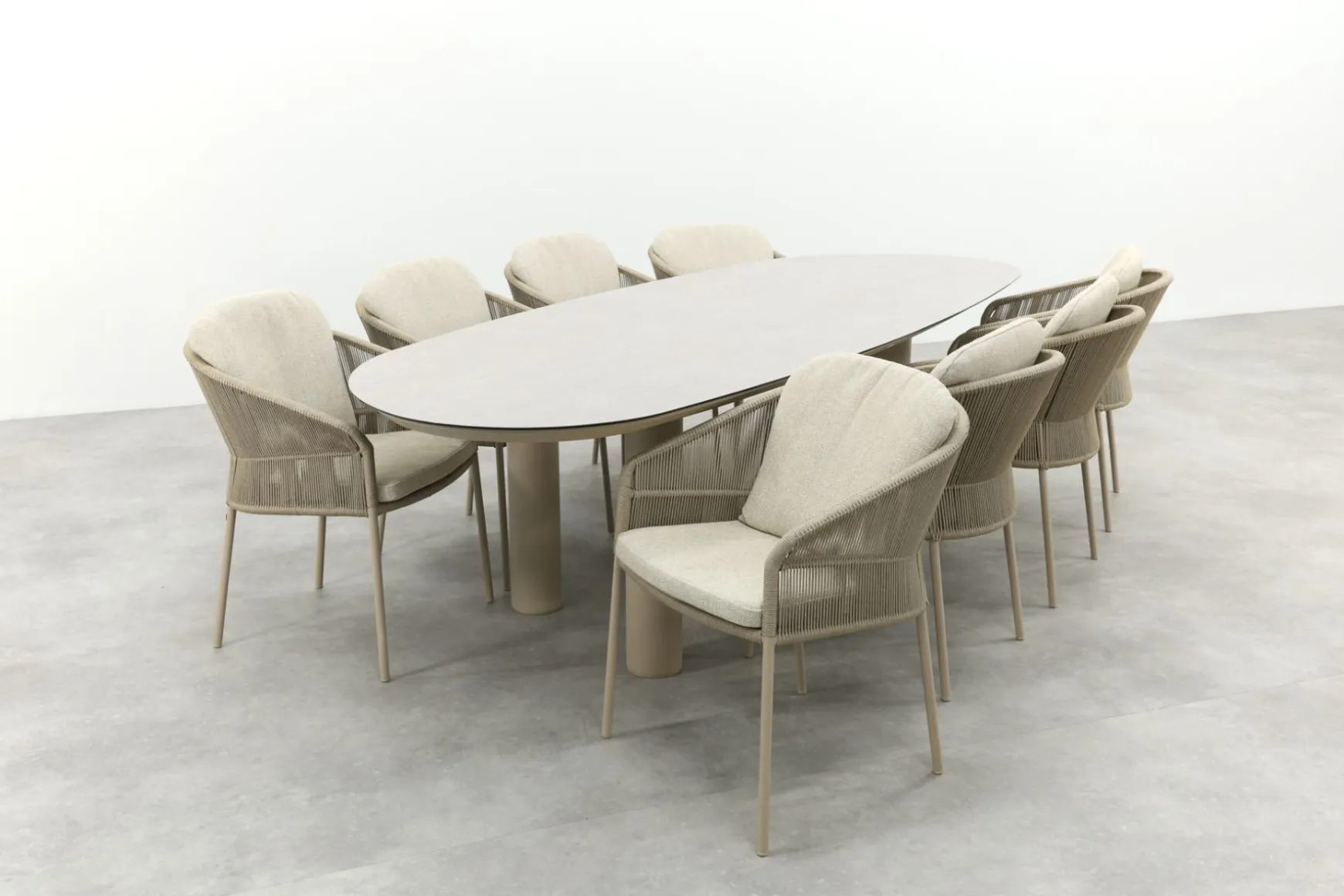 Taste Florence/Denia 8-persoons organische tuinset 290x110 cm. - Latte