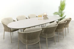 Taste Florence/Denia 8-persoons organische tuinset 290x110 cm. - Latte