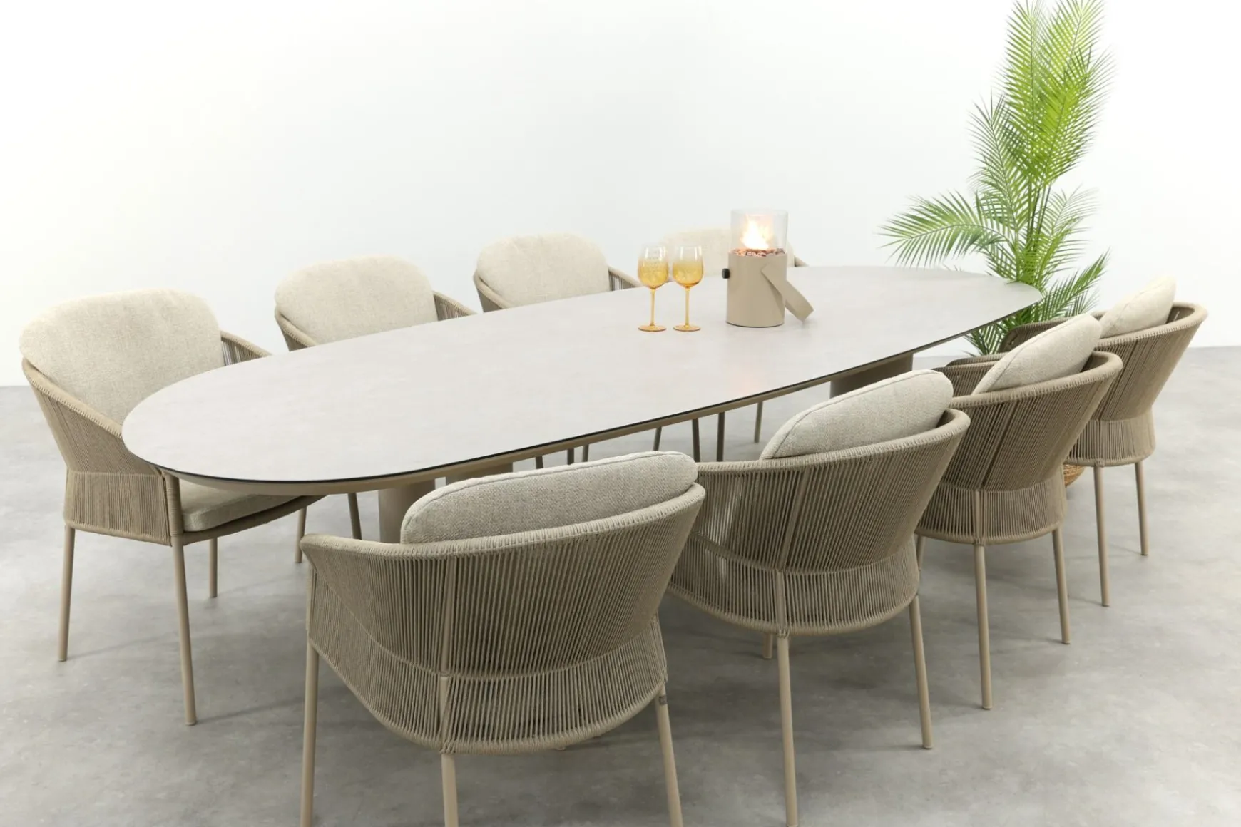 Taste Florence/Denia 8-persoons organische tuinset 290x110 cm. - Latte
