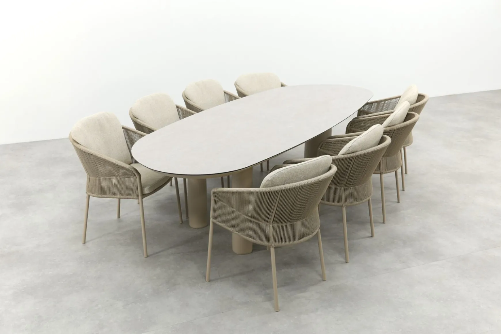 Taste Florence/Denia 8-persoons organische tuinset 290x110 cm. - Latte
