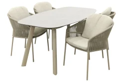 Taste Florence/Manolo 4-persoons Deens ovale tuinset 180x95 cm. - Latte