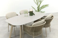 Taste Florence/Manolo 4-persoons Deens ovale tuinset 180x95 cm. - Latte