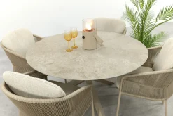 Taste Florence/Prado 4-persoons ronde dining tuinset Ø130 cm. - Latte