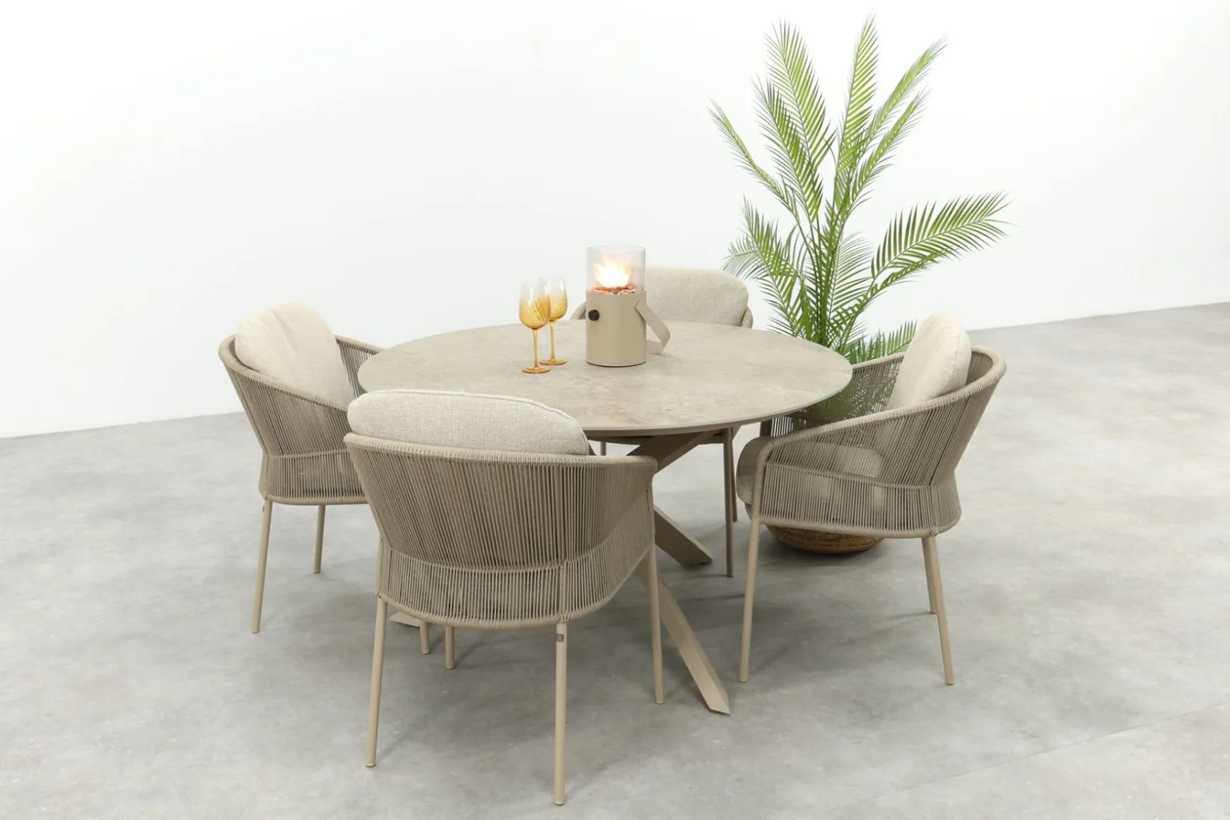Taste Florence/Prado 4-persoons ronde dining tuinset Ø130 cm. - Latte