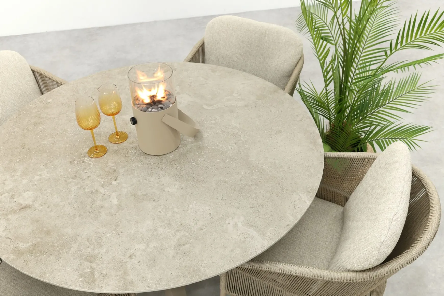 Taste Florence/Prado 4-persoons ronde dining tuinset Ø130 cm. - Latte
