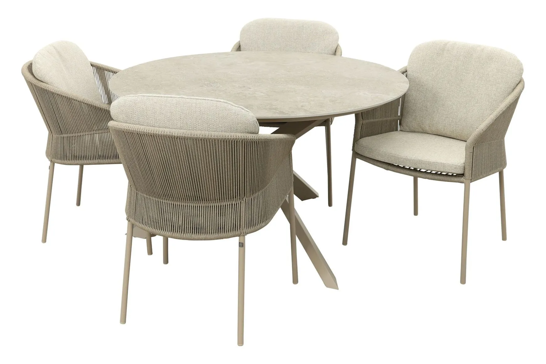 Taste Florence/Prado 4-persoons ronde dining tuinset Ø130 cm. - Latte