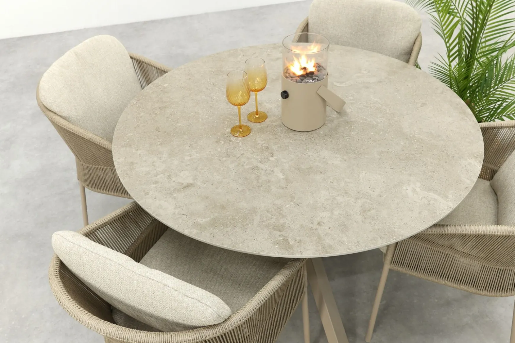Taste Florence/Prado 4-persoons ronde dining tuinset Ø130 cm. - Latte