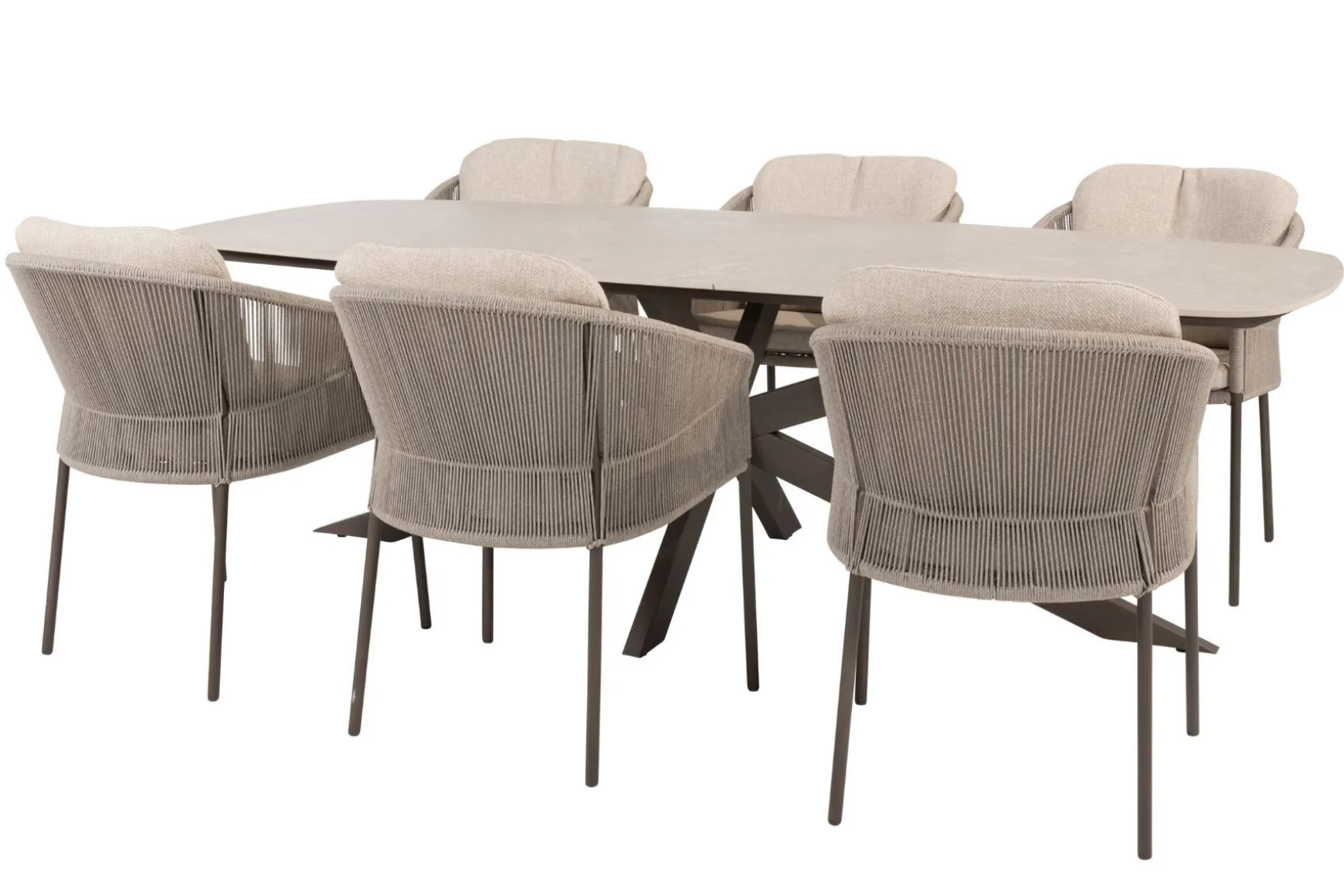 Taste Florence/Prado 6-persoons Deens ovale tuinset 240x105 cm. - Terre