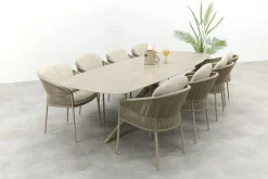 Taste FLorence/Prado 8-persoons Deens ovale dining tuinset 300x110 cm. - Latte