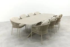 Taste FLorence/Prado 8-persoons Deens ovale dining tuinset 300x110 cm. - Latte
