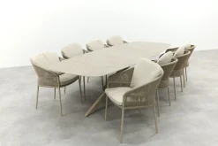 Taste FLorence/Prado 8-persoons Deens ovale dining tuinset 300x110 cm. - Latte