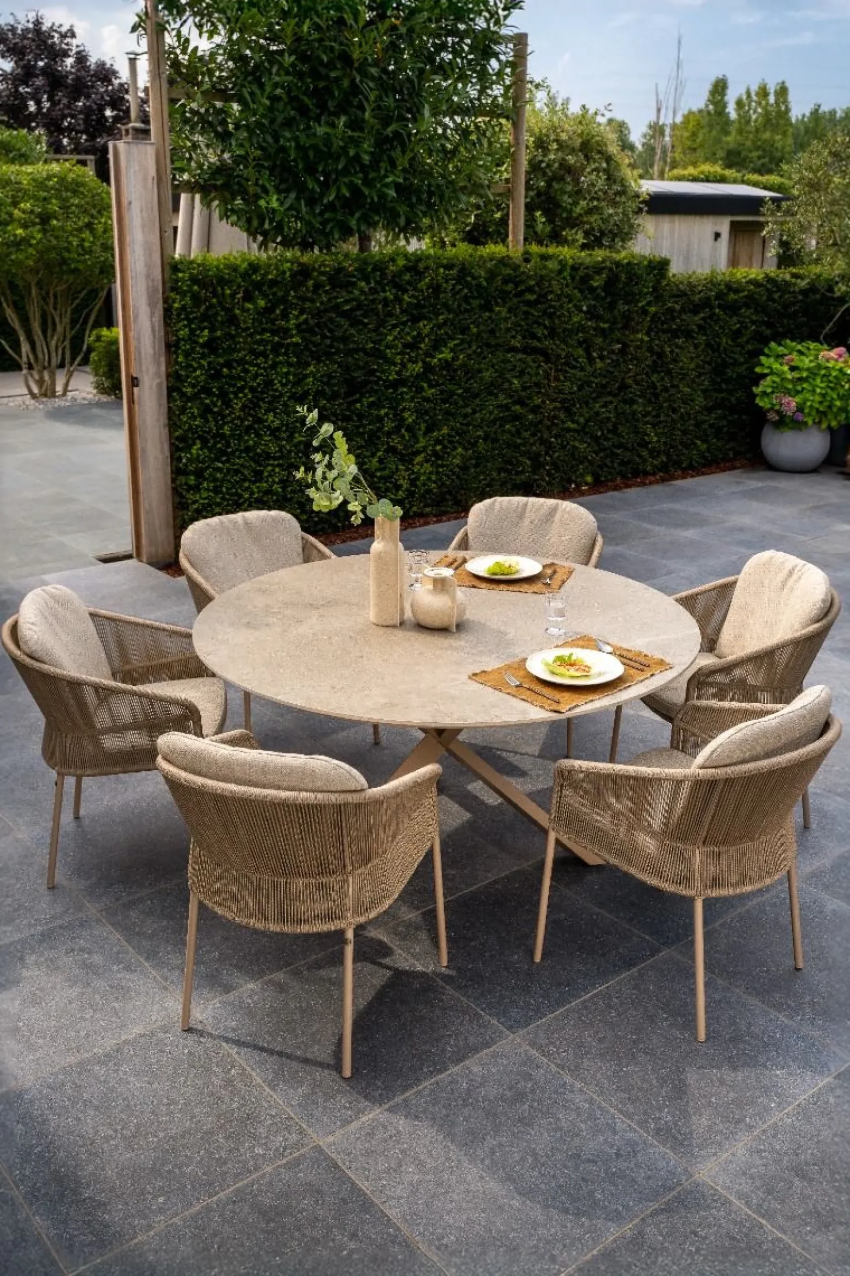 Taste Florence/Prado 6-persoons ronde dining tuinset Ø160 cm. - Latte
