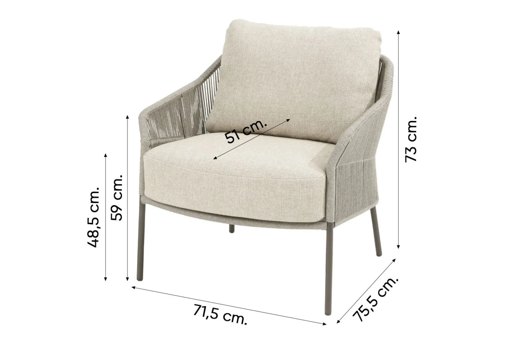 Taste Florence/Sarah ronde low dining tuinset Ø130 cm.- Terre