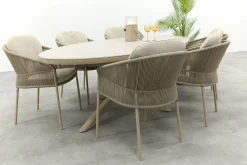 Taste Florence/Ventaro ovale tuinset voor 6 personen 240x115 cm. - Latte