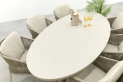 Taste Florence/Ventaro ovale tuinset voor 6 personen 240x115 cm. - Latte