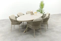 Taste Florence/Ventaro ovale tuinset voor 6 personen 240x115 cm. - Latte