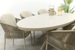Taste Florence/Ventaro ovale tuinset voor 6 personen 240x115 cm. - Latte