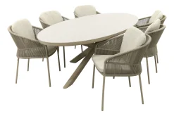 Taste Florence/Ventaro ovale tuinset voor 6 personen 240x115 cm. - Latte