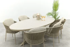 Taste Florence/Ventaro ovale tuinset voor 6 personen 240x115 cm. - Latte