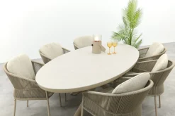 Taste Florence/Ventaro ovale tuinset voor 6 personen 240x115 cm. - Latte