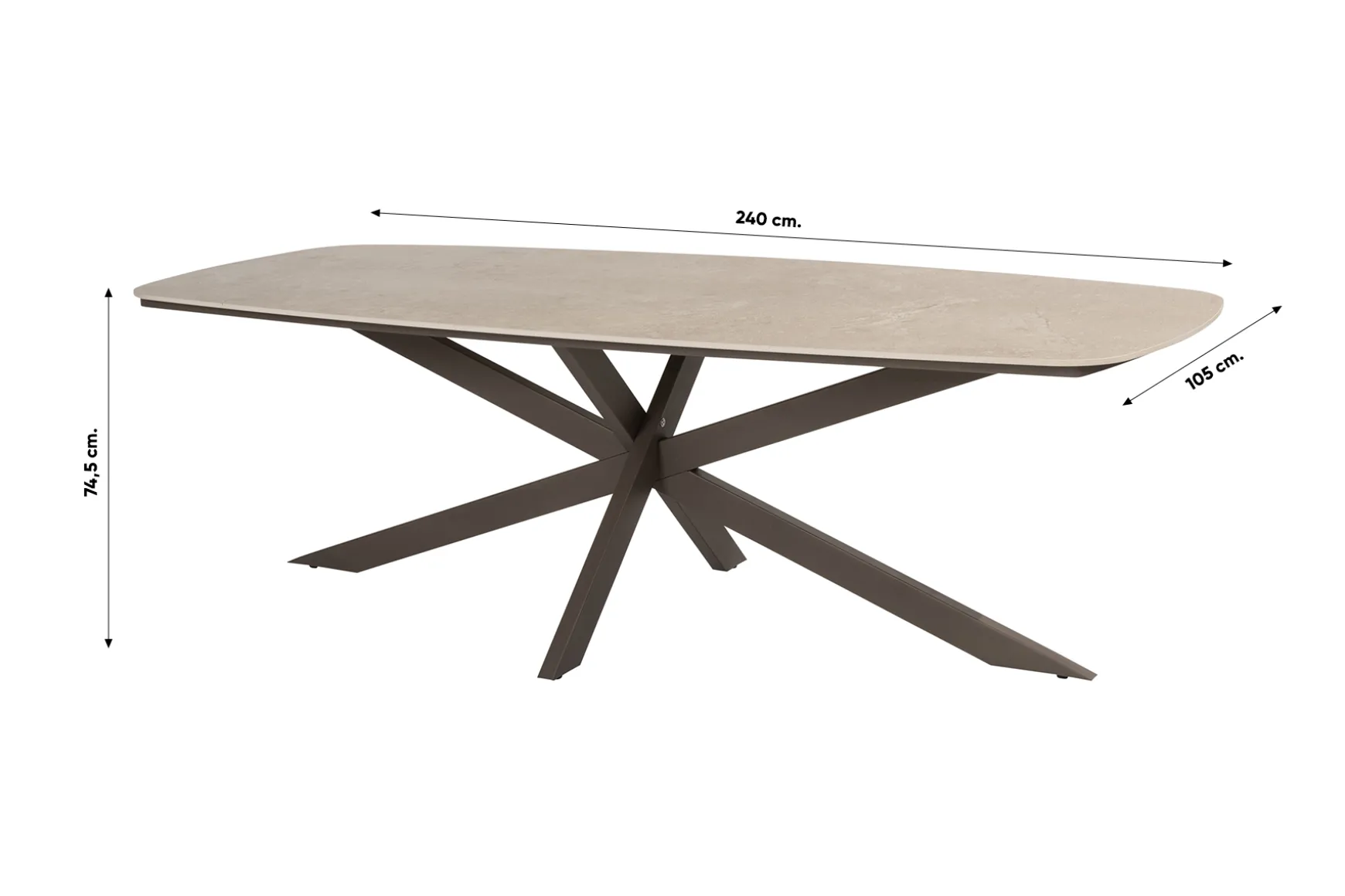 Taste Prado keramische deens ovale tuintafel 240x105 cm. - Terre