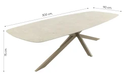 Taste Prado keramische Deens ovale tuintafel 300x110 cm. - Latte