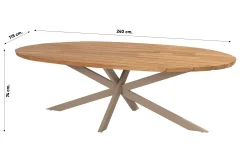 Taste Prado ovale tuintafel 240x115 cm - teak/latte