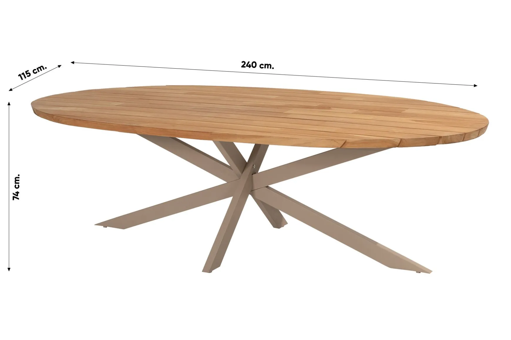Taste Prado ovale tuintafel 240x115 cm - teak/latte