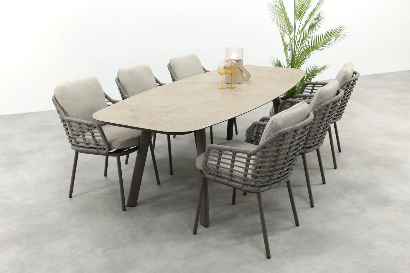 Taste Puglia/Manolo 6-persoons Deens ovale tuinset 240x103 cm. - Terre