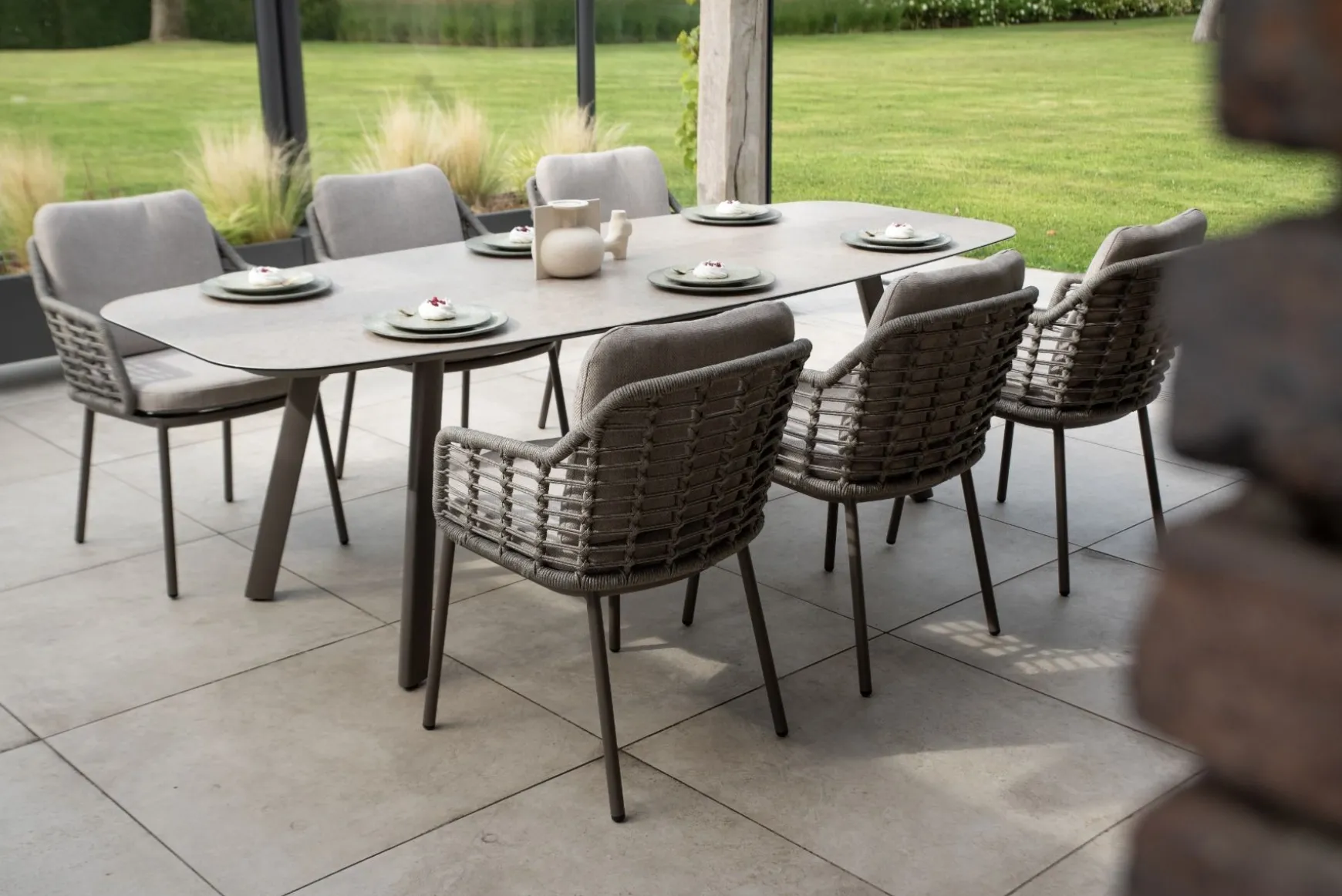 Taste Puglia/Manolo 6-persoons Deens ovale tuinset 240x103 cm. - Terre