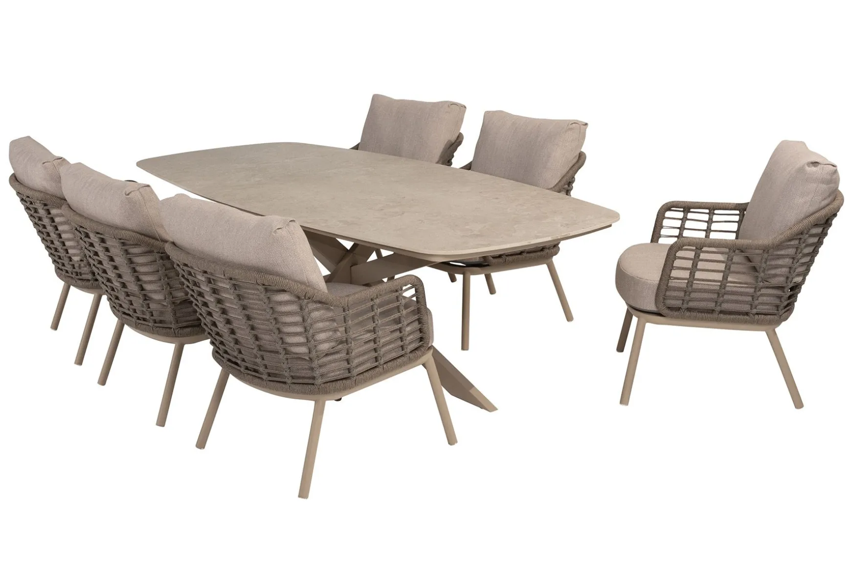 Taste Puglia/Nevada low dining tuinset (7-delig) - Latte